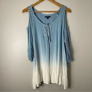 Signature Studio Boho Cold Shoulder Ombré Ruffled top Size M
